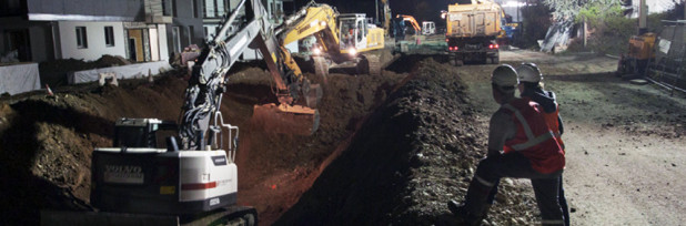 Travaux de nuit pour dévier le Nant Petchi