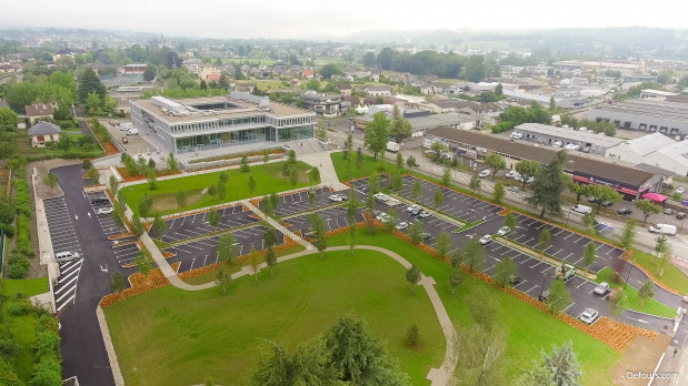 Travaux des aménagements extérieurs du nouveau siège du Crédit Agricole des Savoie