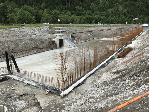 Chantier de sécurisation des zones de captage à Cluses, mené par l’ATMB